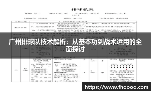 广州排球队技术解析：从基本功到战术运用的全面探讨